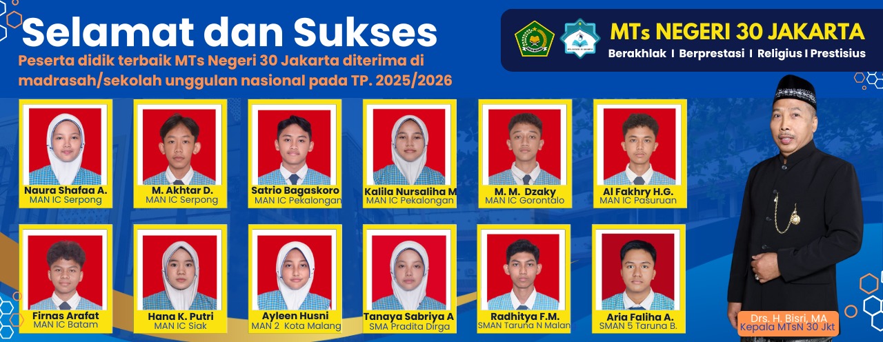 Selamat dan Sukses mtsn 30 jakarta